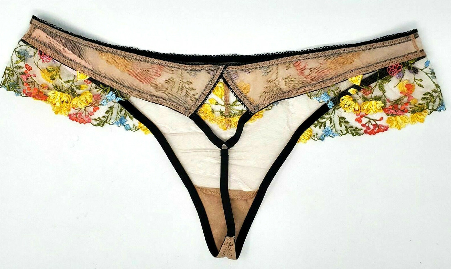 NEW Victoria’s Secret DREAM ANGELS Multi Floral Embroidered Thong Panty M N6974