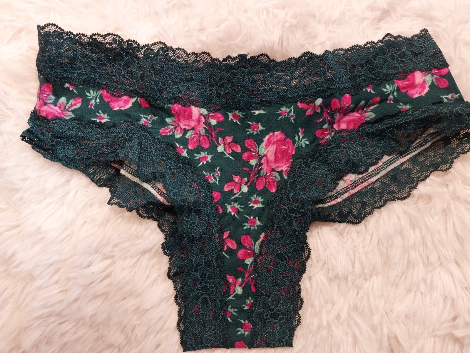 NWT Victoria’s Secret The Lacie Lace-Waist Cotton Cheeky Panty Small (N )