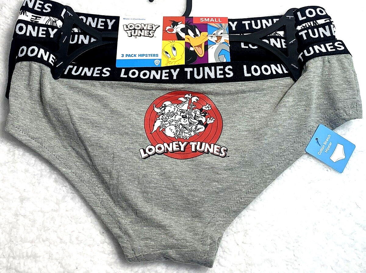 Looney Tunes Women’s Hipsters SZ Small 3-Pk Cotton Stretch, What’s Up Doc?
