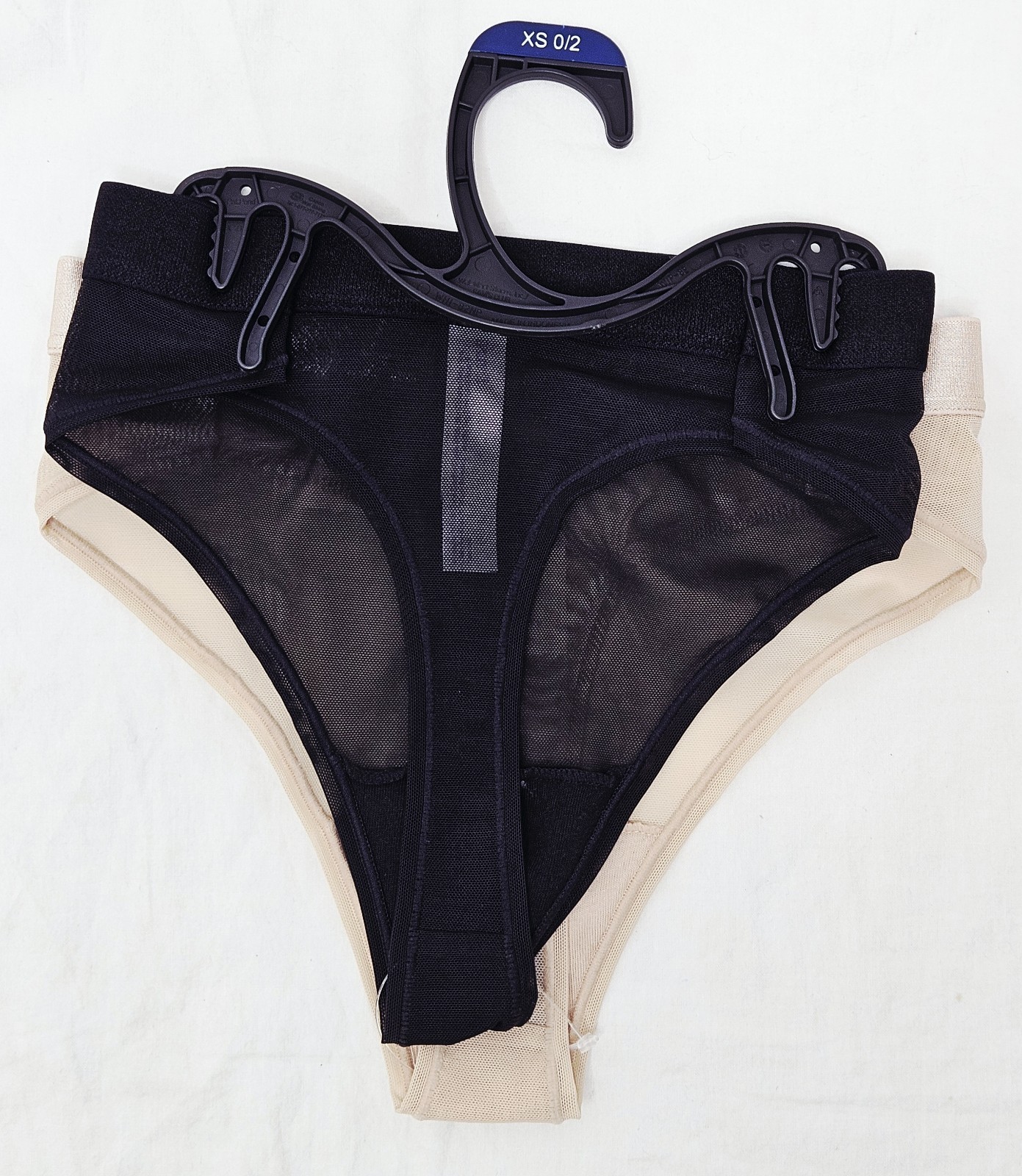 New Joyspun MeshThong Underwear Panties 2 Pack Tan Black Size XS or Small