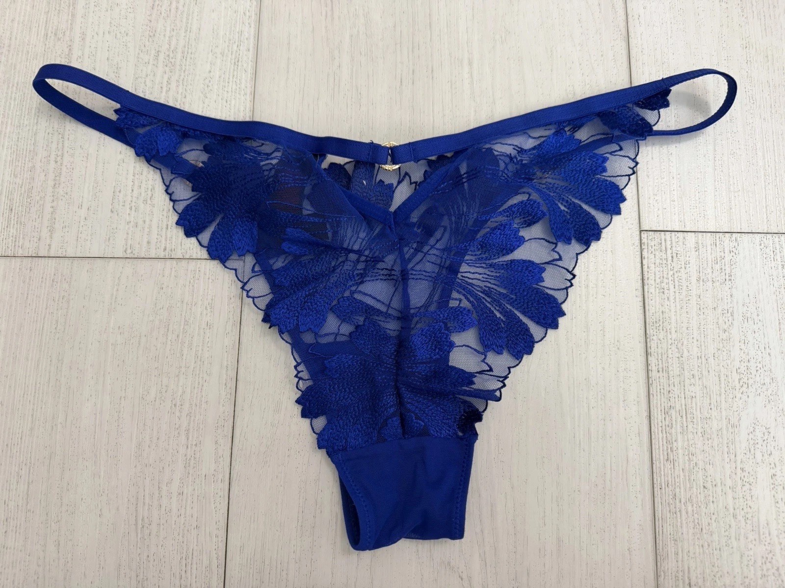 Bluebella Cheeky Panties Sz L Royal Blue Floral Embroidered