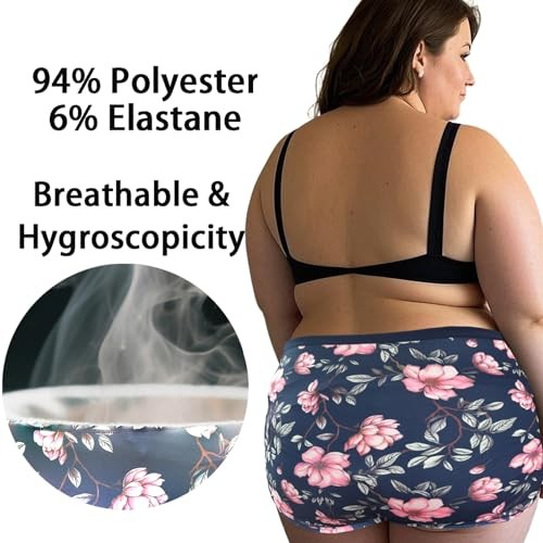 Womens Underwear XL-5XL Plus Size 4X-Large 6 Pack Floral Print Panties Blue