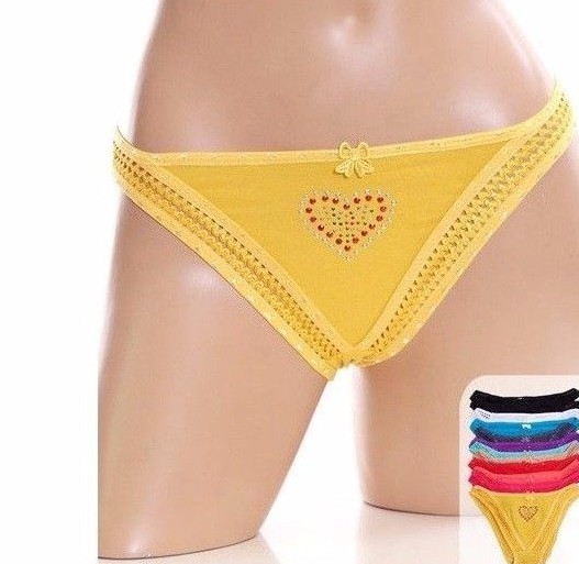 B4 GRACE Cotton Heart Low Cut Lovely Sissy Bikini Panties Sz M L