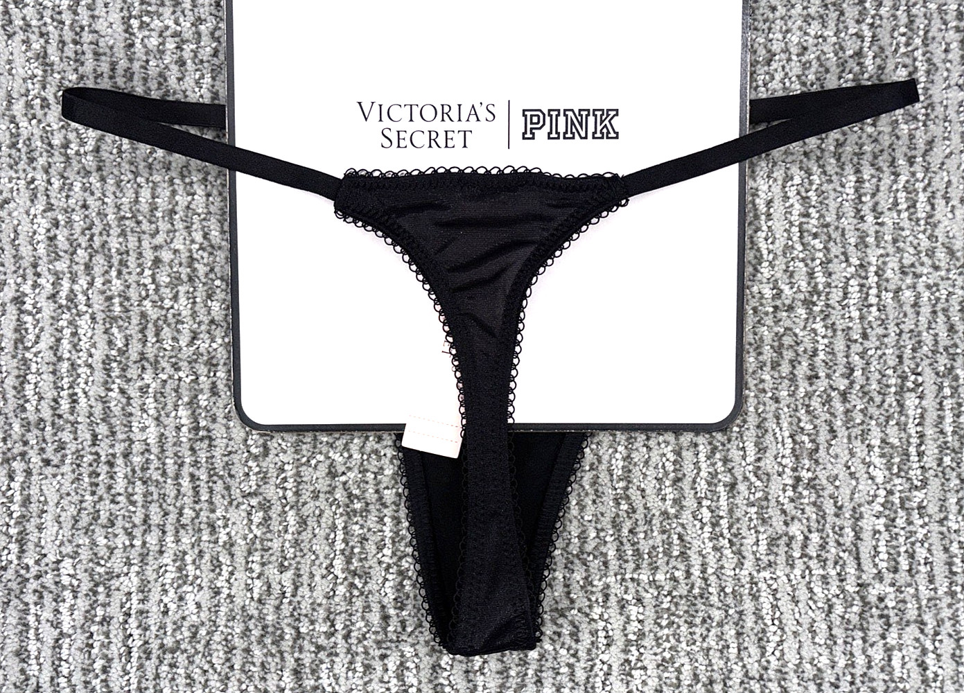 Victoria’s Secret Dream Angels NWT Small Black Crystal Shimmer Thong Panty Sexy