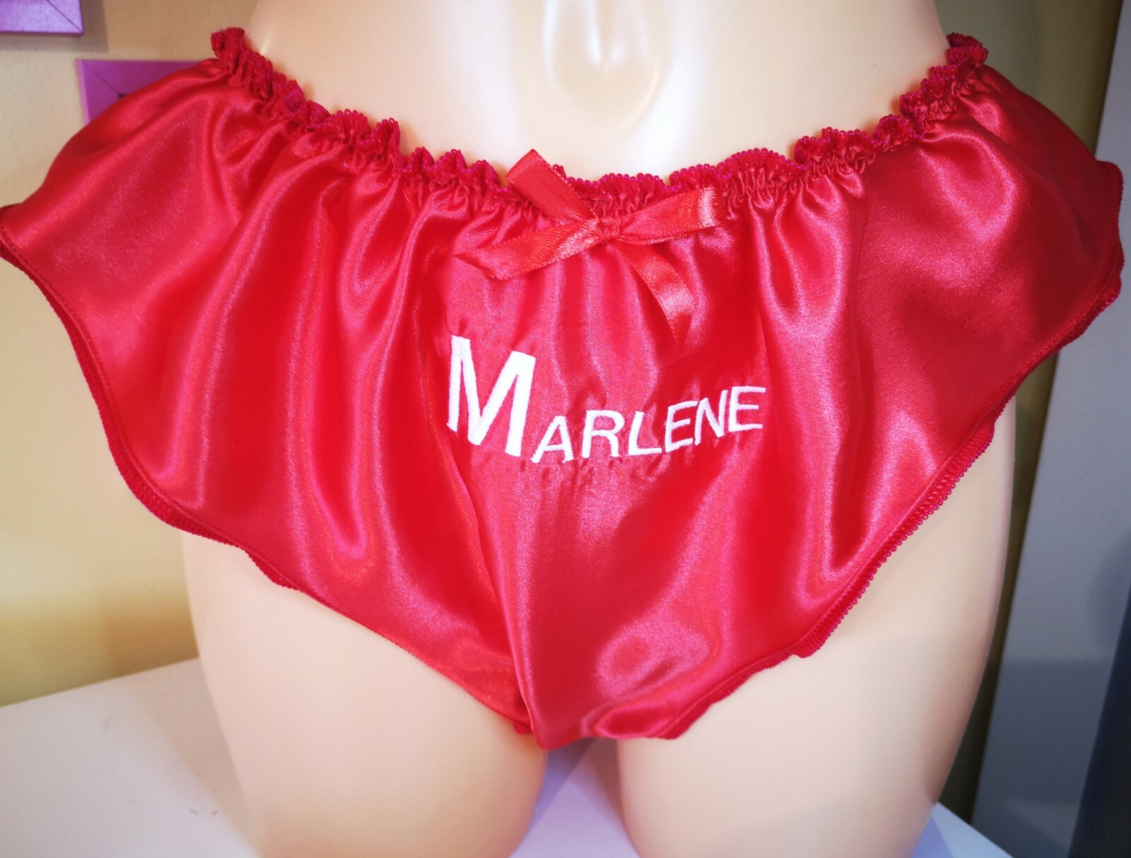 🌸MADE TO ORDER* PERSONALISED French Style SISSY Knickers” in plain satin…..🌸