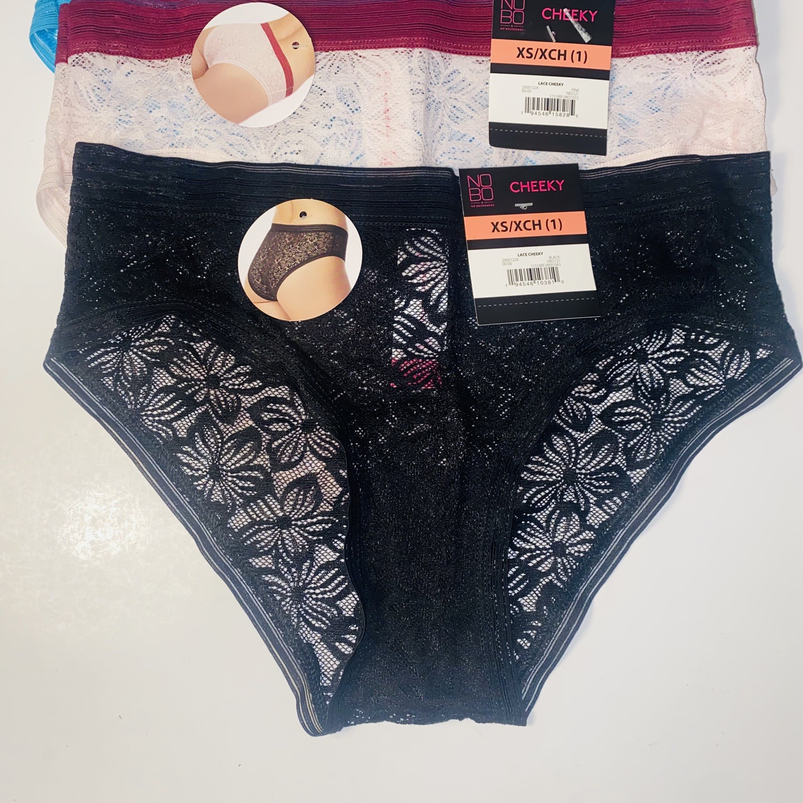 Lace CHEEKY Sexy Panties XS Sz 1 Underwear Lot of 4 No Boundaries NOBO NEW