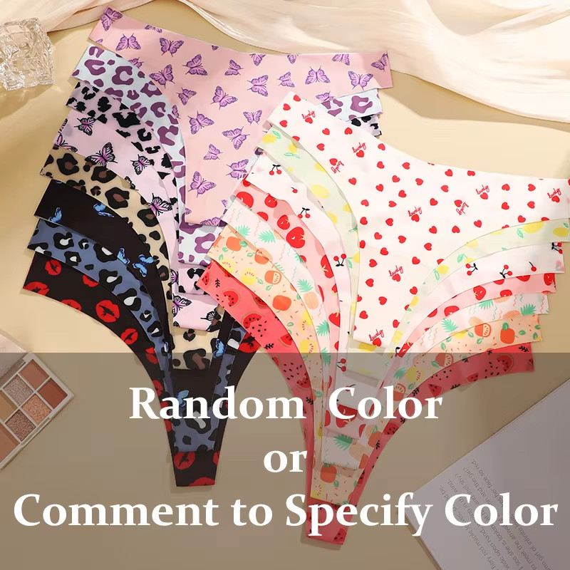 3Pcs Ultra-Thin Seamless G-String Women Thongs Sexy Sweet Fruit Low-Waist Pantie
