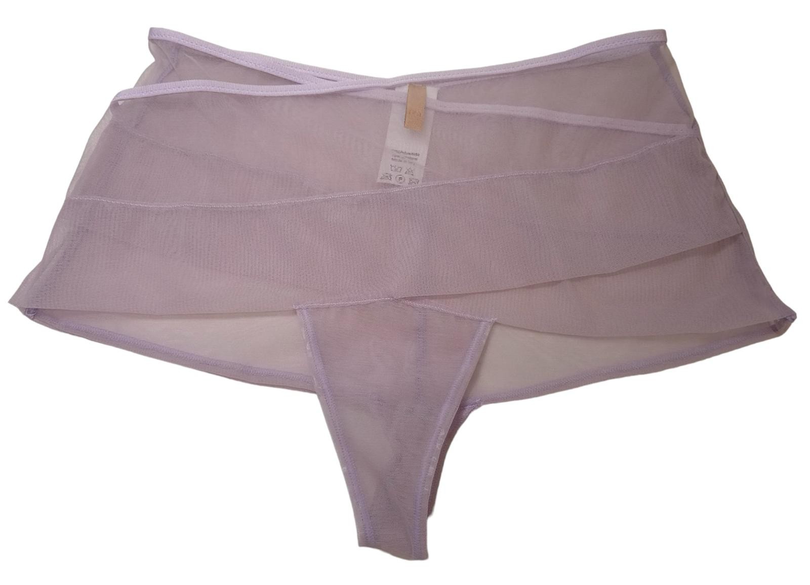ISOSCELES Iris Brief Double Layer Mesh Diagonal Panels Lilac Purple M NEW RRP160