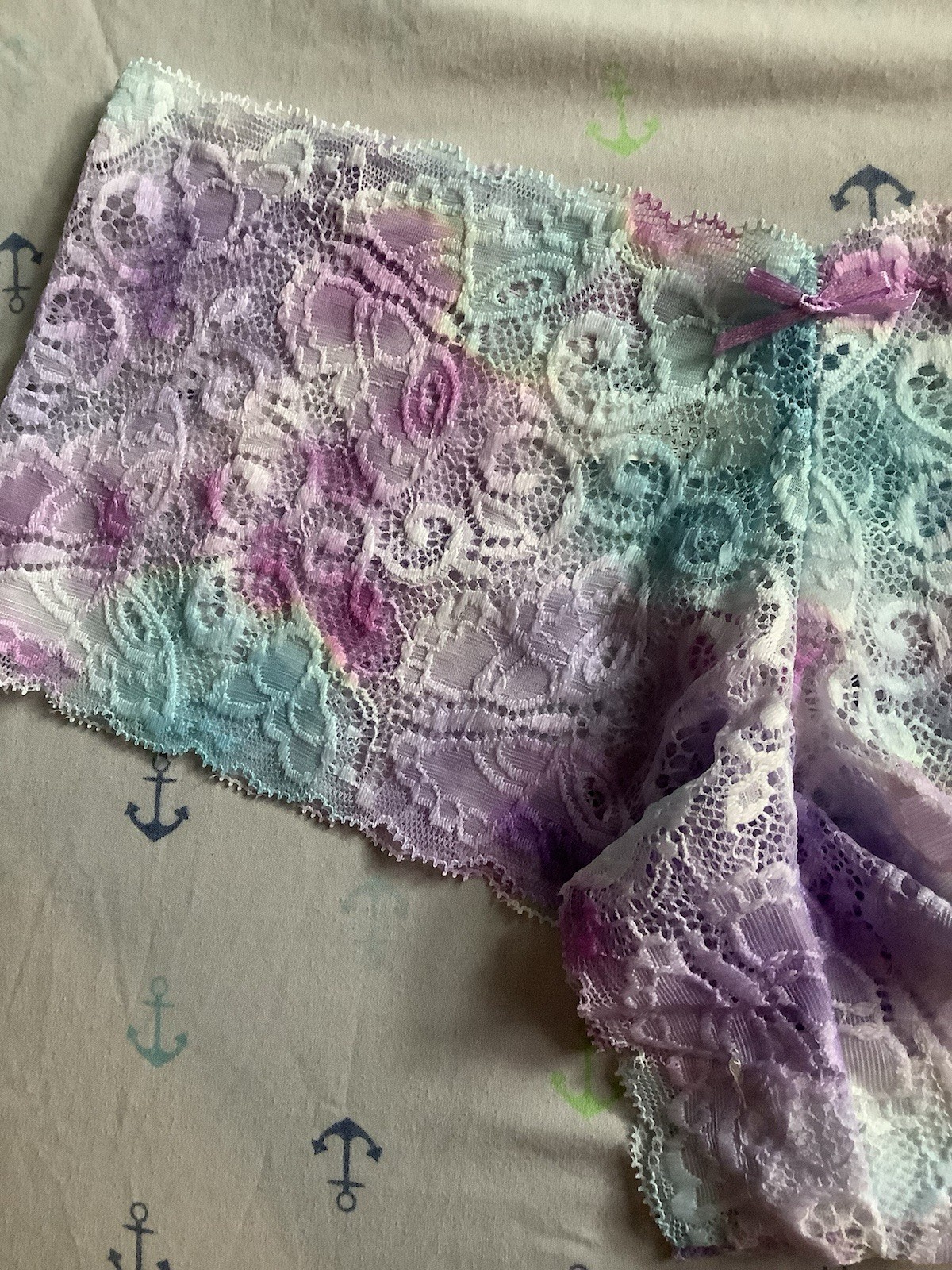 Women’s Gradient Butterfly Cheeky Panties Multicolor Lace Floral Bow 7pk Large