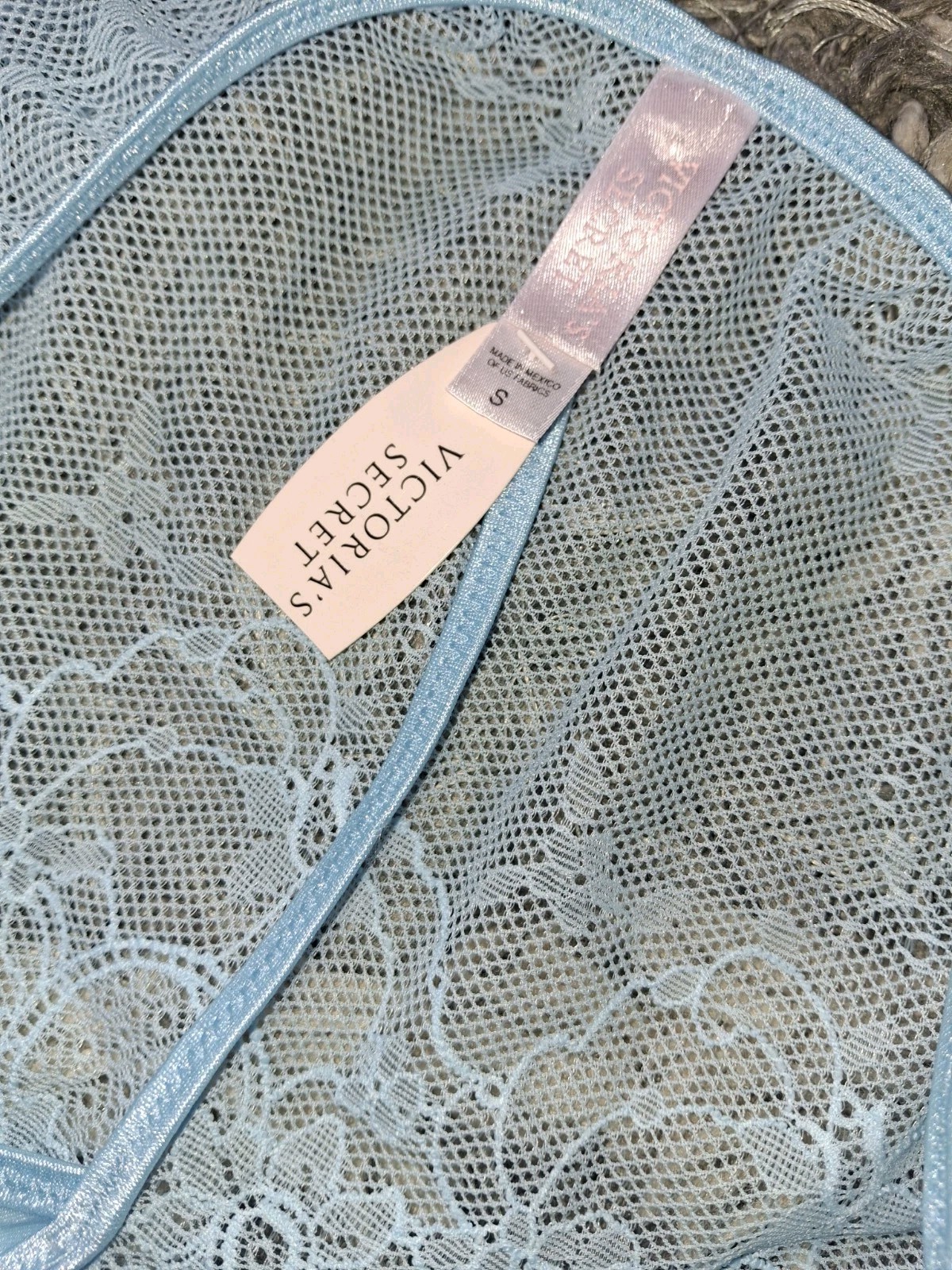 Vs Vintage 2004 Studded skirted V String panty NEW size Small Lt Blue