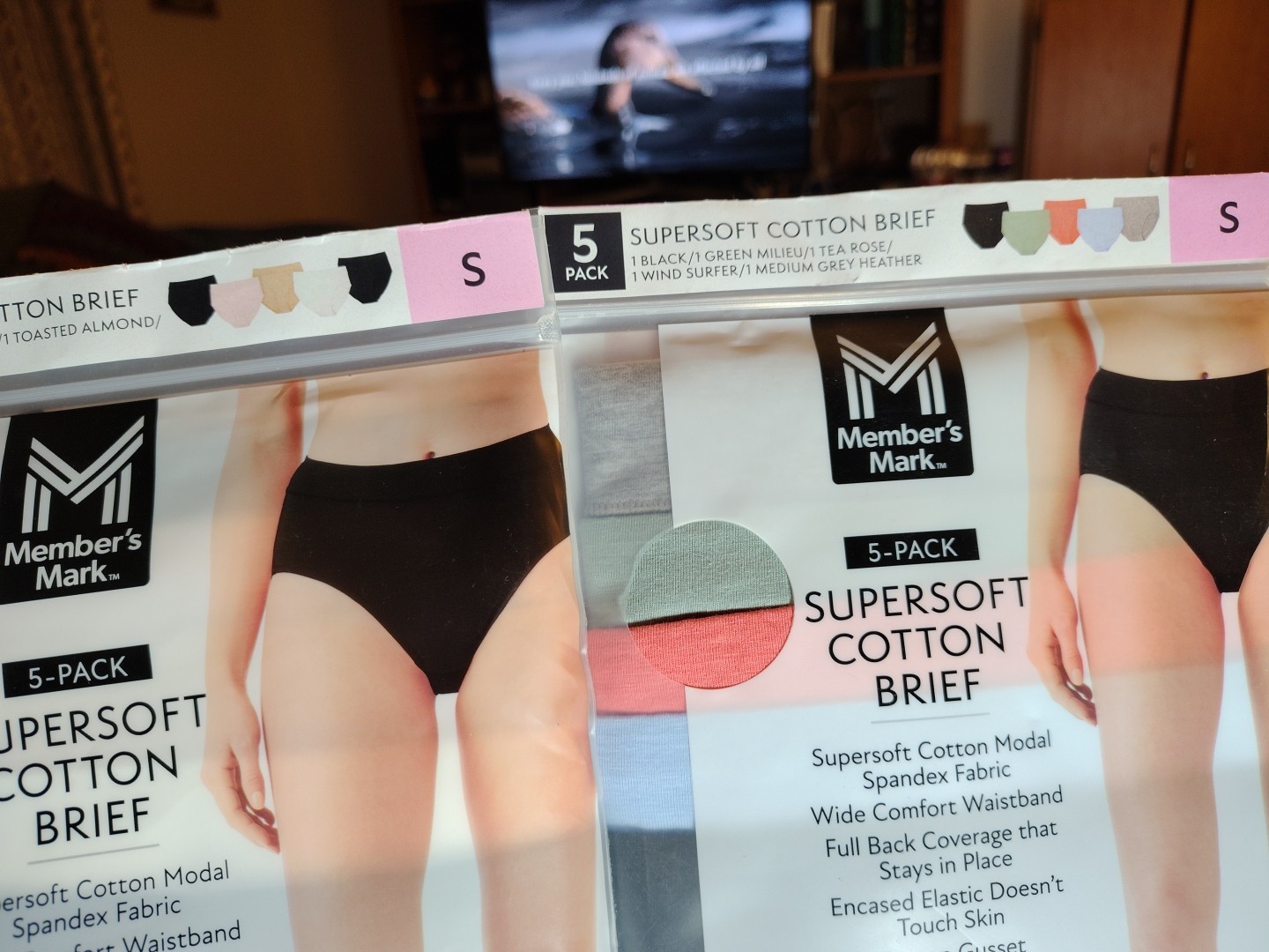 Lot of 2 Member’s Mark Women’s 5-Pack Super-Soft Cotton Brief Small New