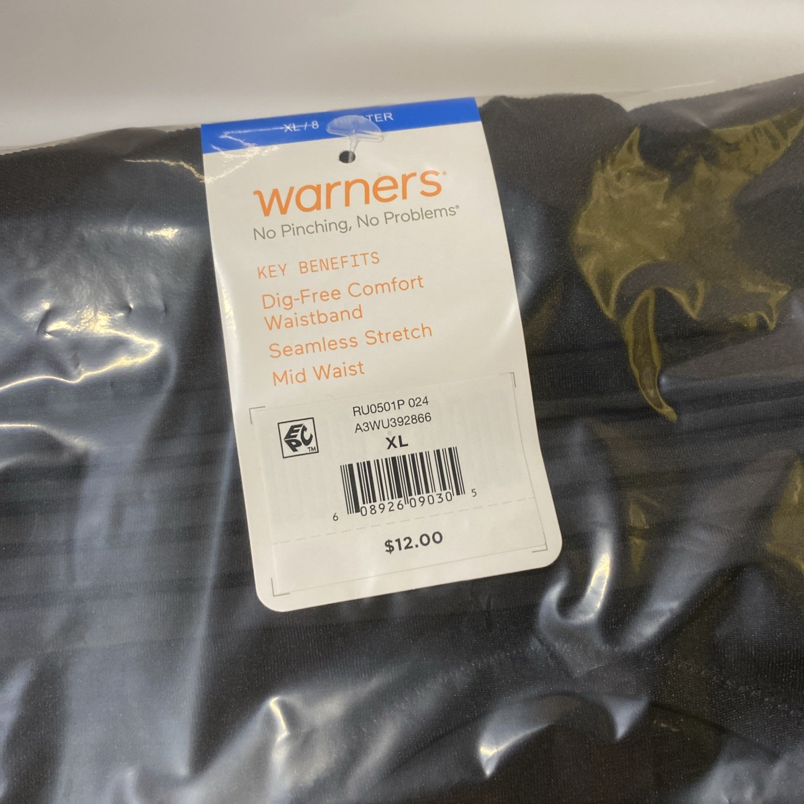 2 Pack Warners No Pinching No Problems Seamless Hipster Black Size XL