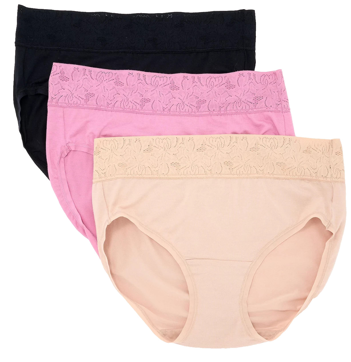 Breezies~Set of 3~Dahlia Lace Modal Briefs~1X~Basic~A655466 11642