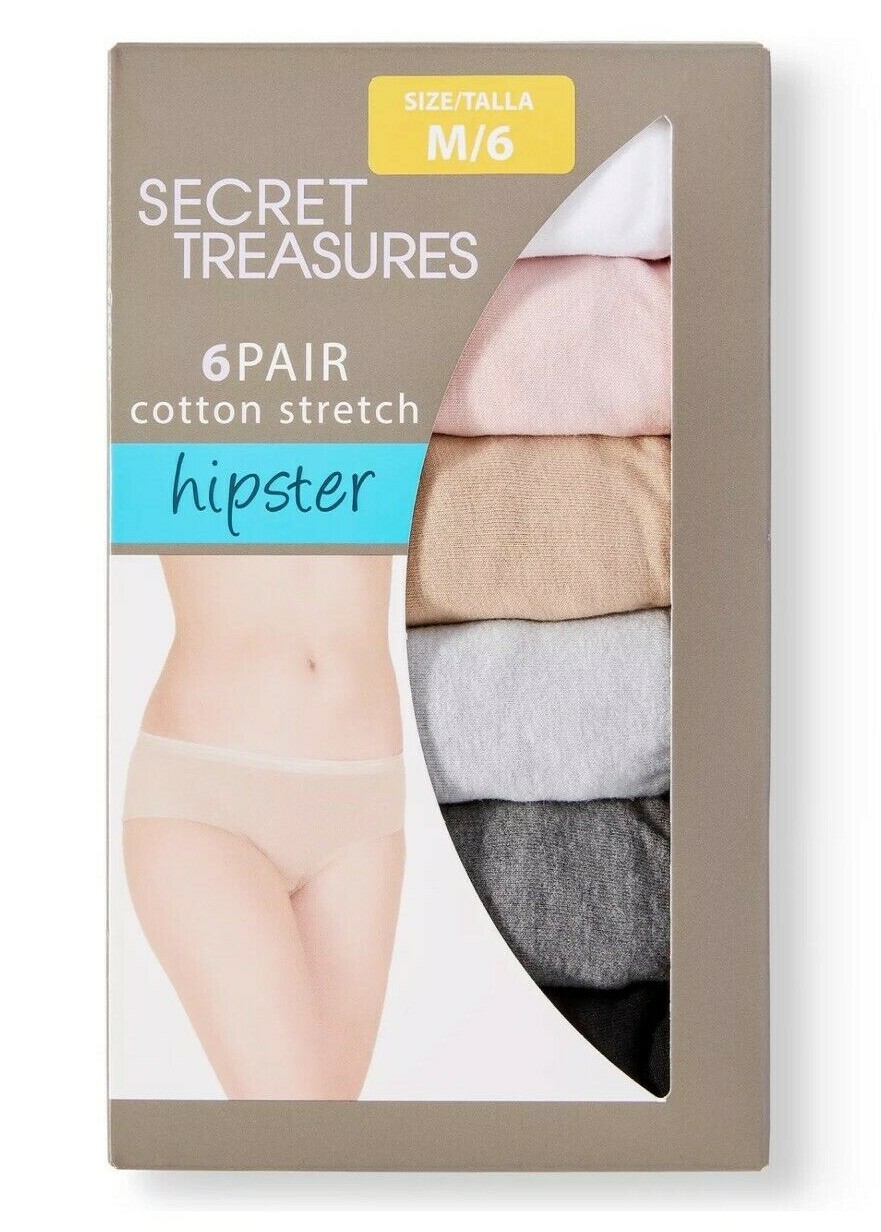 Secret Treasures Coton hipster Full Figure 4x/14 Womens 6 Pair 28W-30W NWT print