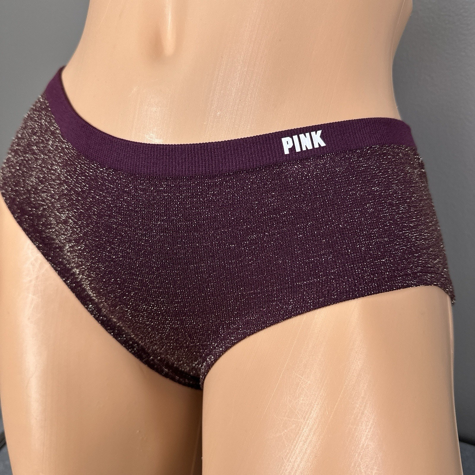 PINK Victoria’s Secret Hipster Panties Size Medium Shimmer Burgundy New Stretch