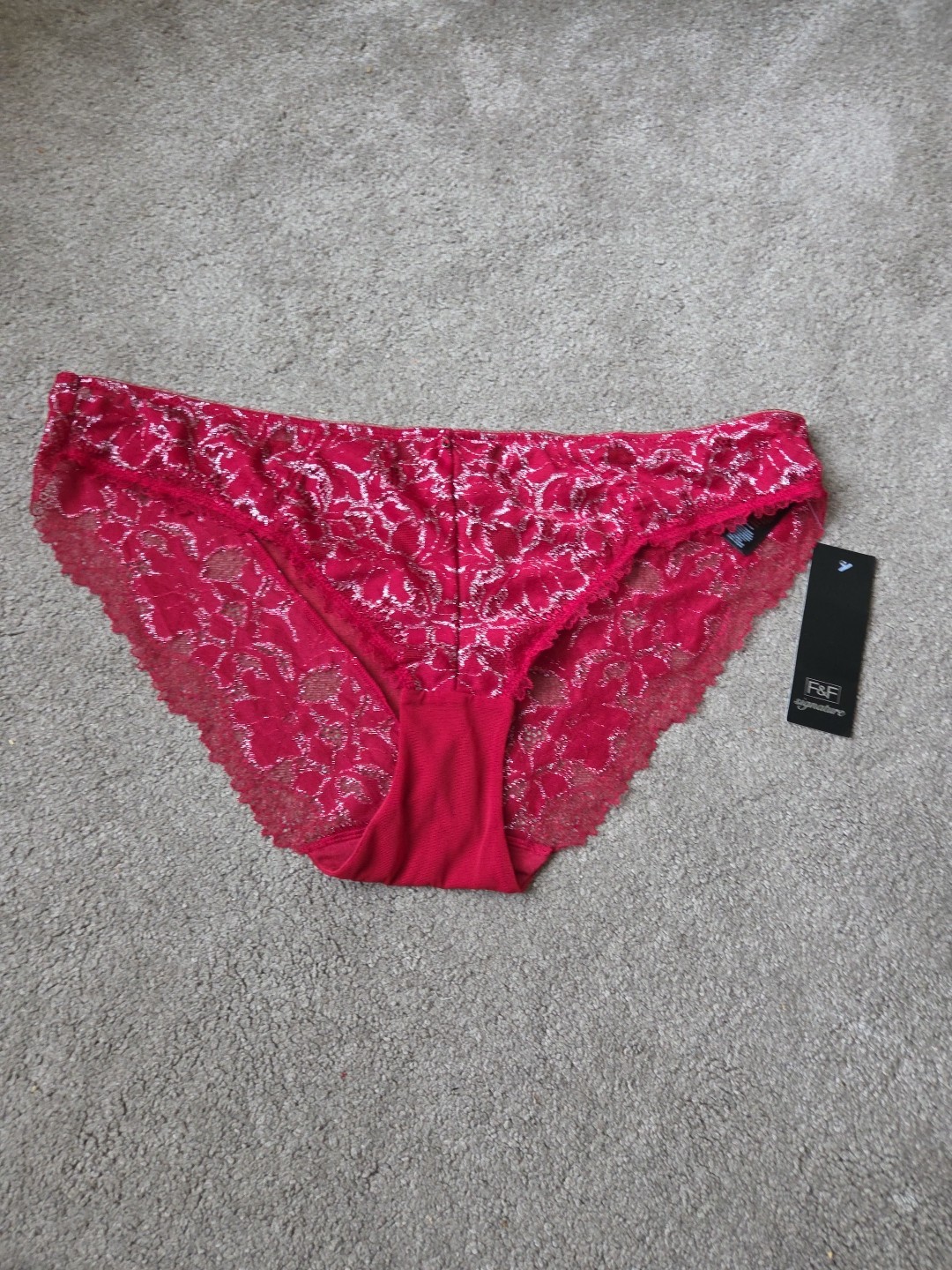 Red & Silver Brazillian Ladies Gorgeous briefs Knickers Uk size 18 Brand New