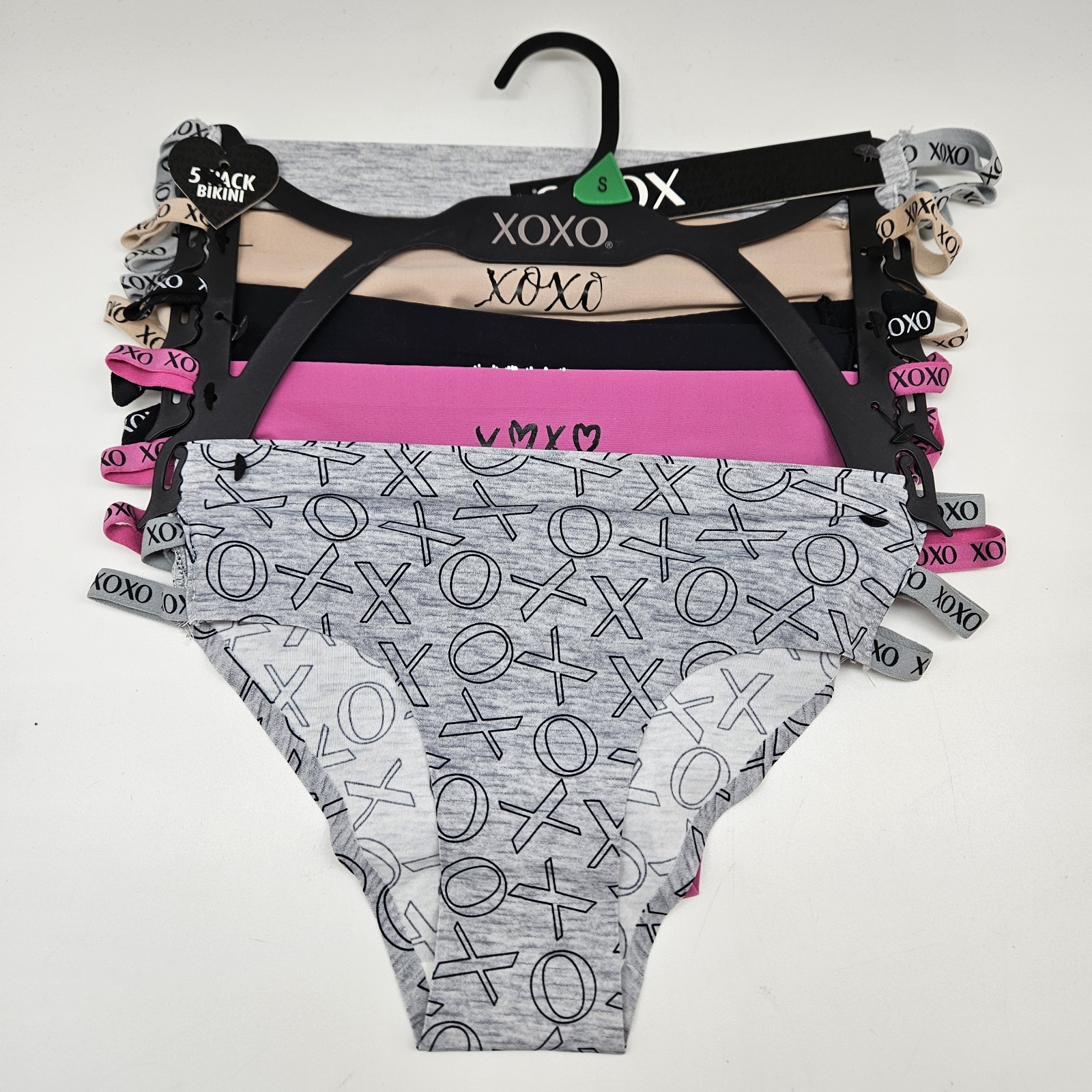 XOXO 5 Pack Women’s S M L XL Microfiber Side Strap Bikini Gray Beige Black Pink