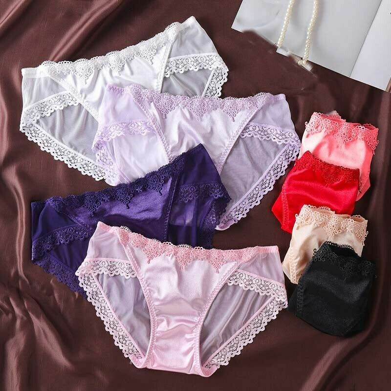 4X Sexy Lady Knickers Panty Briefs Underwear Lace Trim Sheer Mesh Low Waist Kits