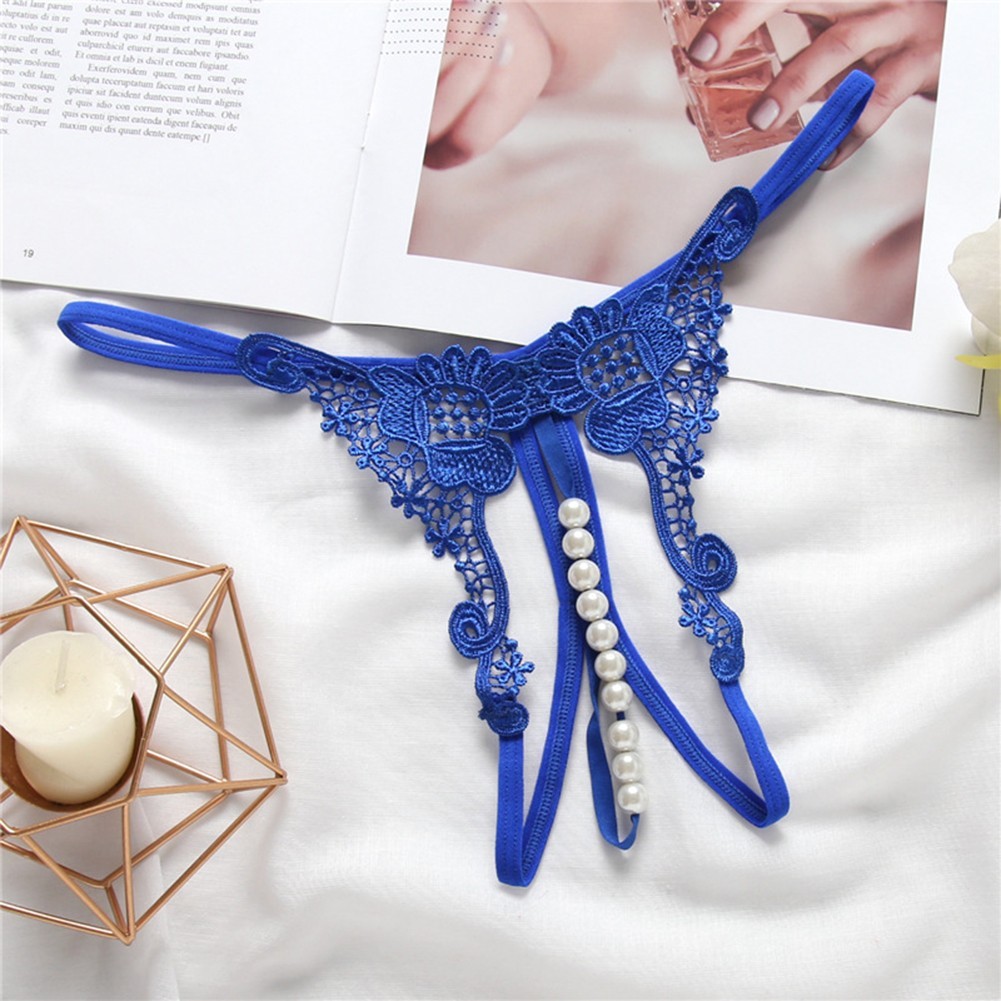 Embroidered Triangle Pants Hollow Pearl Thong Average Size Low Waisted Thong