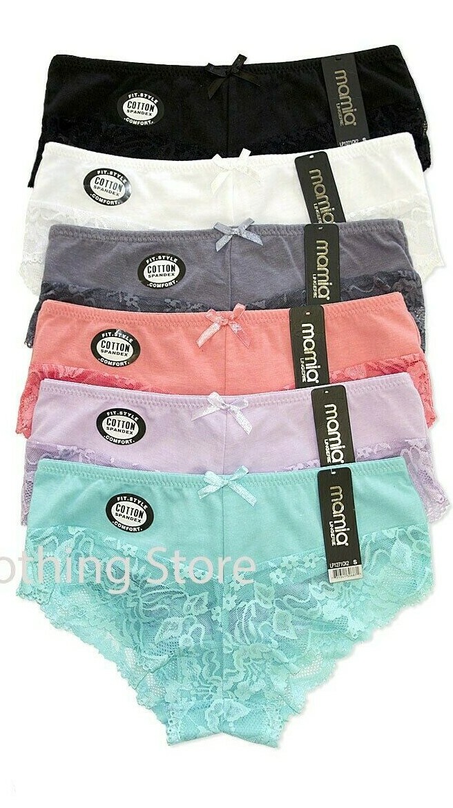 6 Pack S M Women’s Hot Sexy Cotton Floral Lace Cheeky Hipster Underwear Soft
