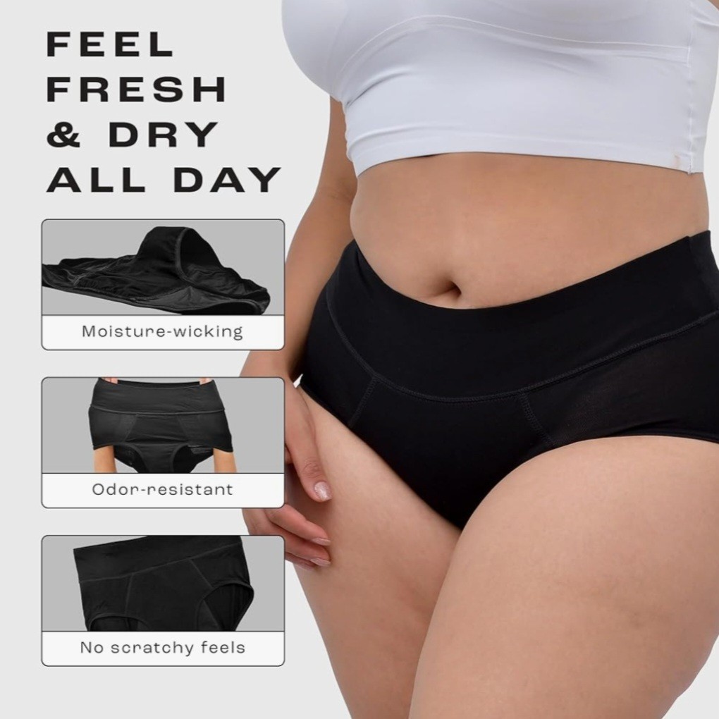 NWOT Bambody 2 Pack Absorbent Leakproof Period Brief Panties Black Size 7