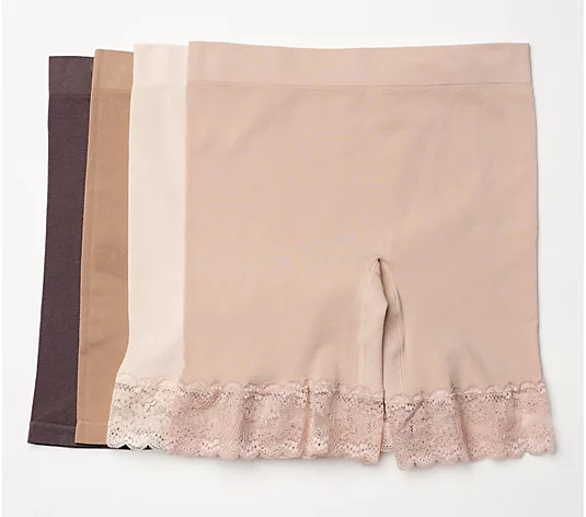 Breezies Seamless Smoothing Mid-Thigh Short Set of 4-Nude-1X-NEW-A374503
