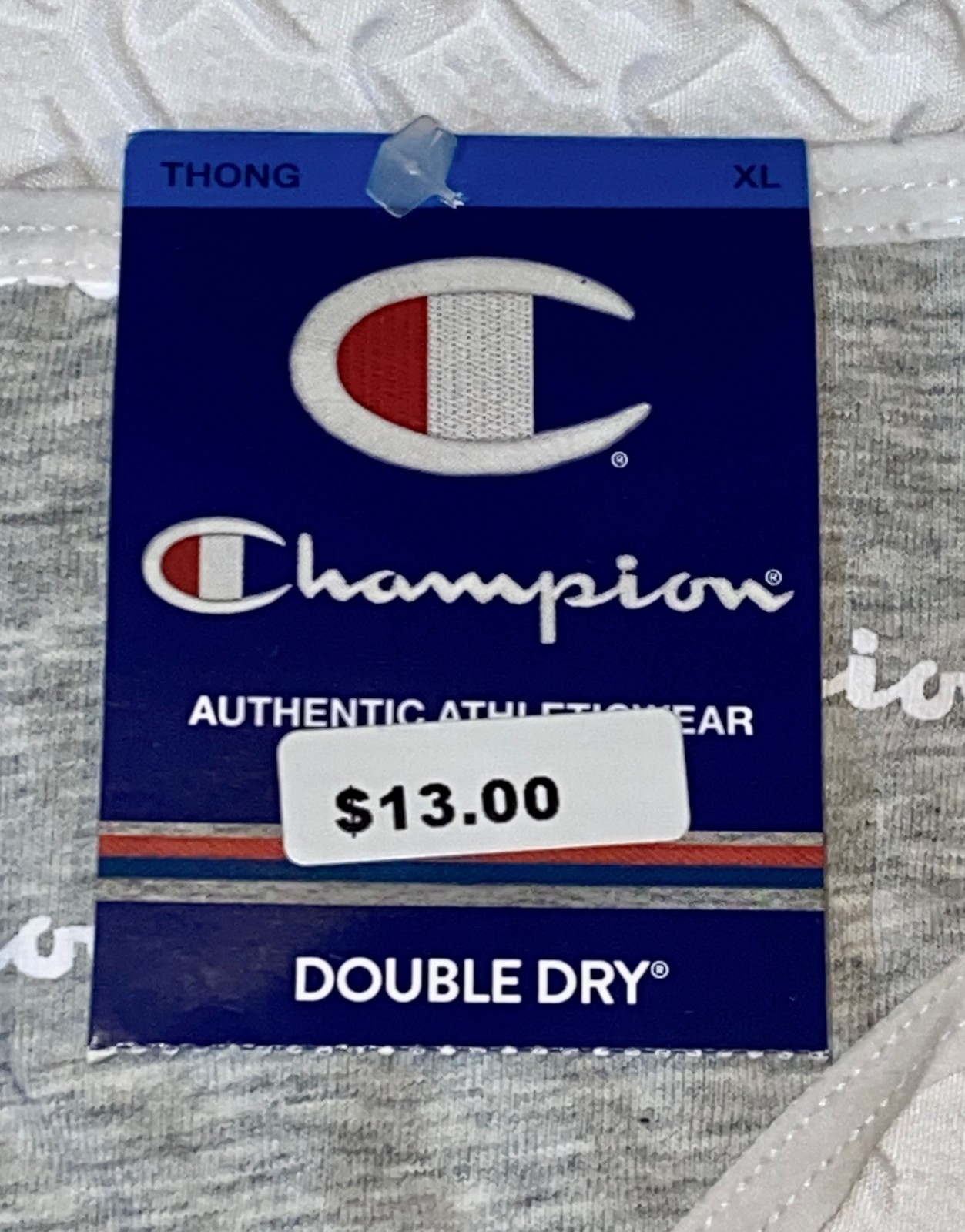 CHAMPION Thin Waistband Logo Grey Cotton Heritage Thong Panty Women S M L XL 2XL