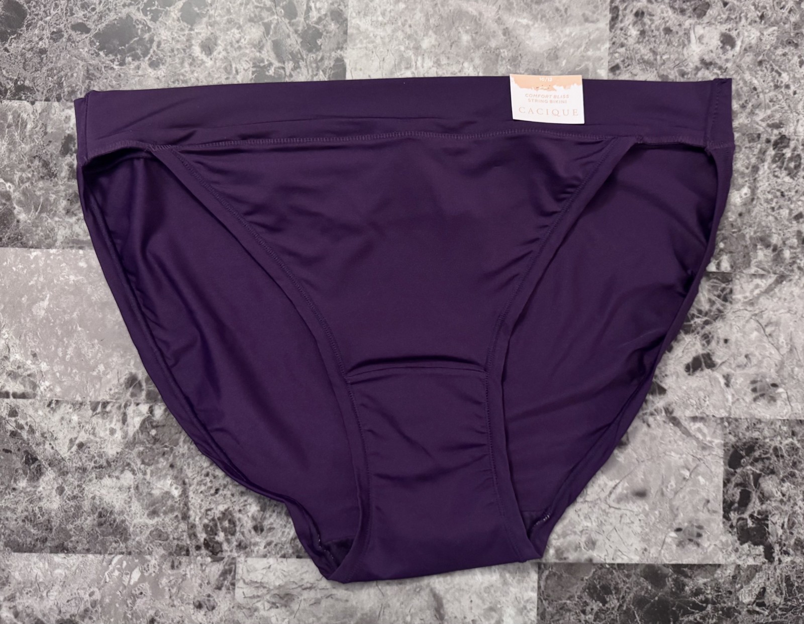 NWT CACIQUE LANE BRYANT 10/12 PURPLE SMOOTH COMFORT BLISS STRING BIKINI PANTIES