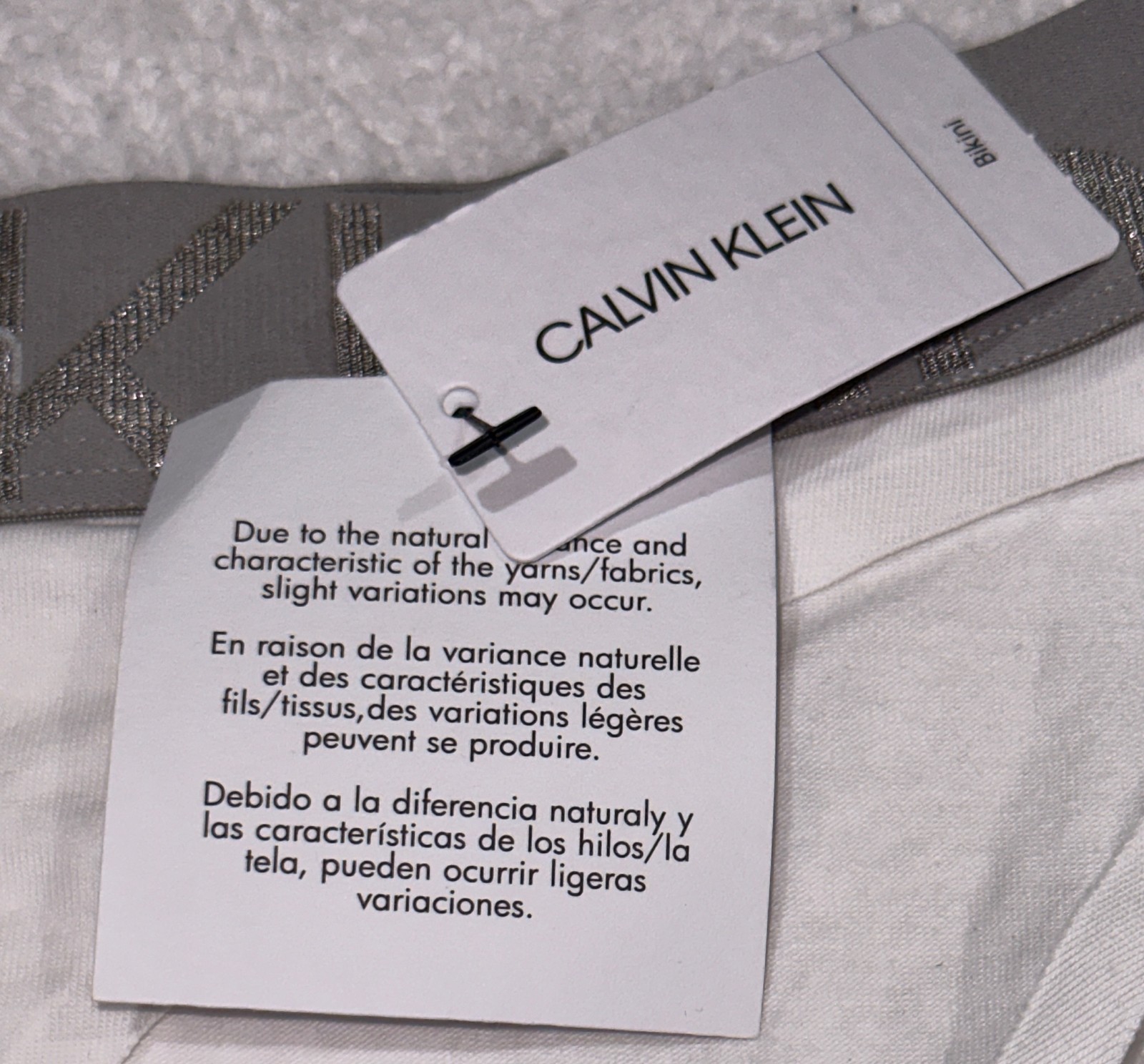 CALVIN KLEIN Embossed Icon White Grey Splendor Bikini Panty NEW Womens Sz XS 4