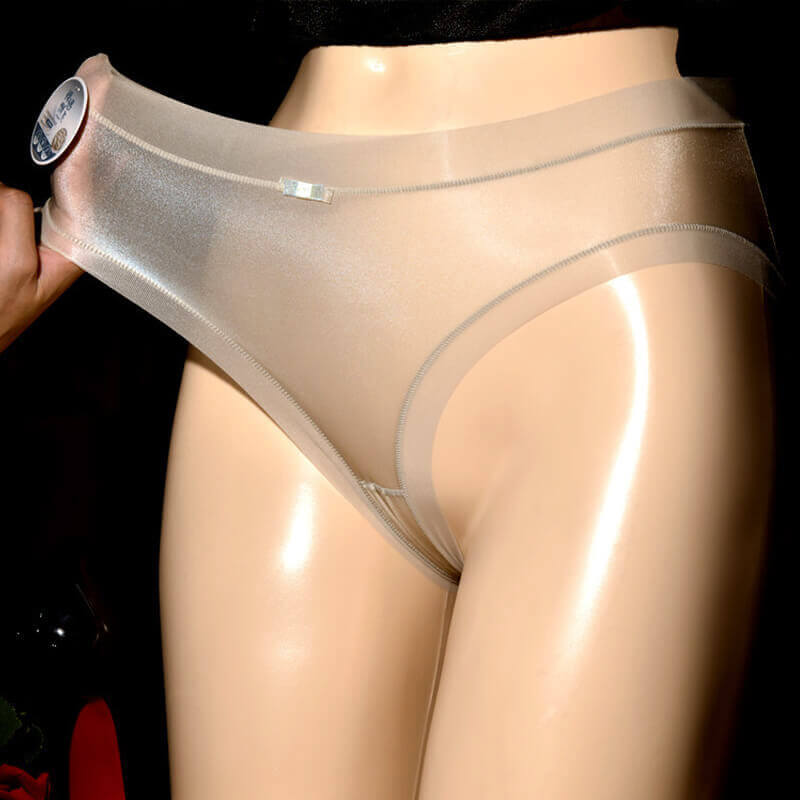 Women Oil Shiny Panties Underwear Glossy See Through Thong Bikini Briefs Knicker