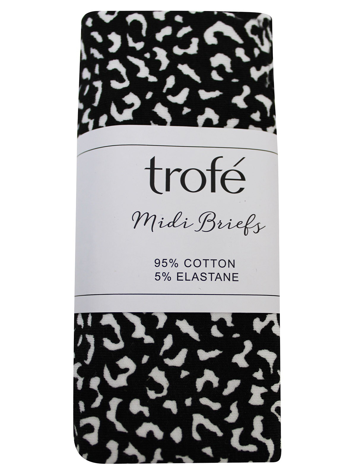 Trofe Black Animal Print Midi Brief Knickers Panties Size S M L XL XXL 10-18