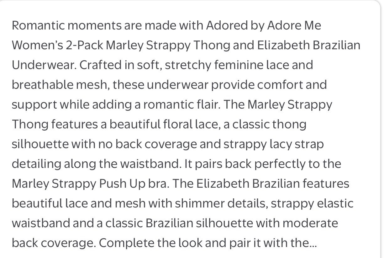 Adore Me Marley Strappy Thong and Elizabeth Brazilian Underwear Pack Of 2 Size S