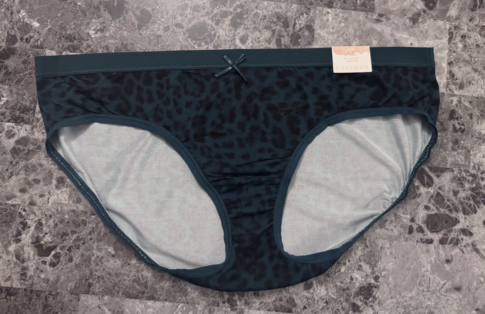 NWT CACIQUE LANE BRYANT 10/12 SMOOTH GREEN BLACK LEOPARD NO SHOW HIPSTER PANTIES