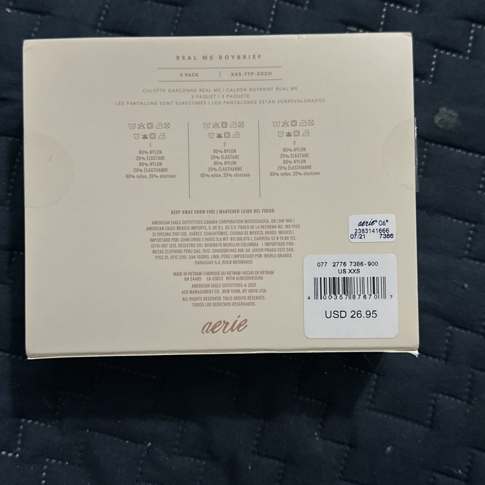 American Eagle Aerie Real Me Cotton Boy Brief 3 Pack Size XX Small NEW IN BOX
