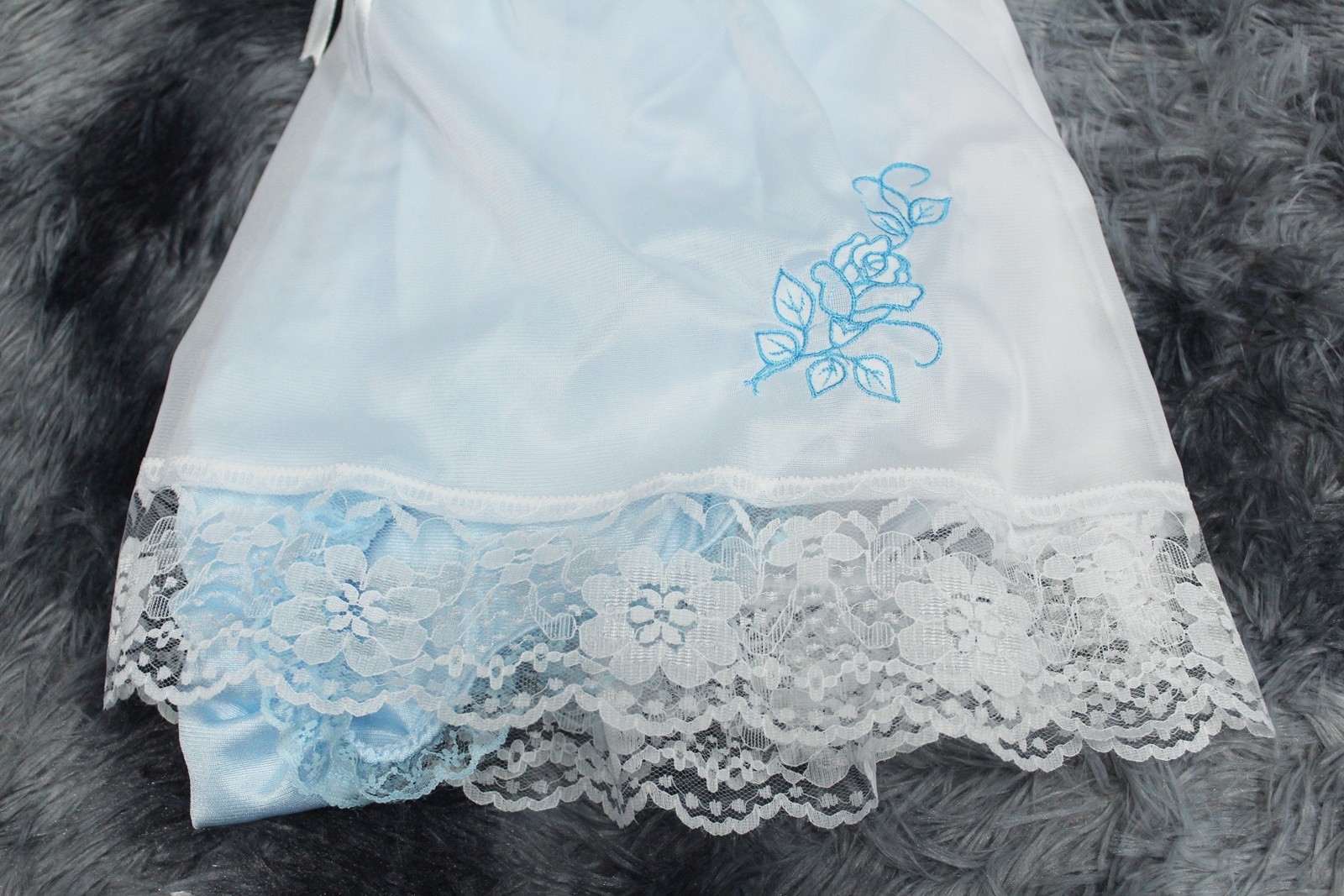 #A103 2XL/ElasticW.24-44″ 2in1 Blue Nylon Full Brief + White Half Slip 15″