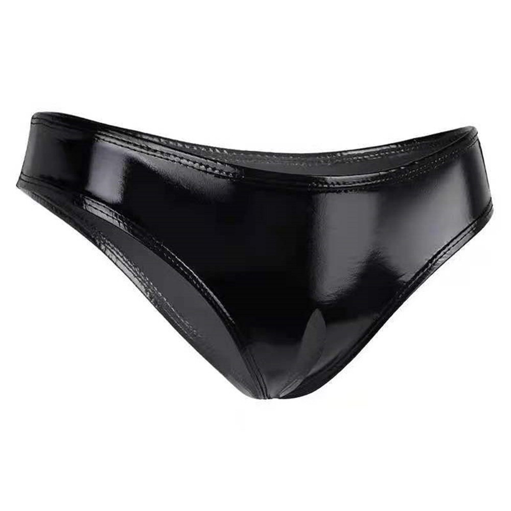 Women Panties Crotchless Briefs Wetlook Leather Thongs Low Rise Bikini Underwear