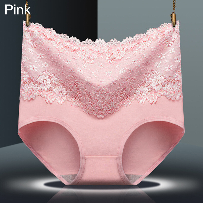 Mew Women Underwear Lace High Waist Control Panties Soft Breathable Cotton L-2XL