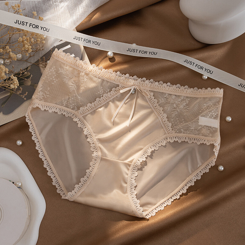5PCS/LOT Sexy Womens Satin Panties Brief Lace Ladies French Underwear Lingeries