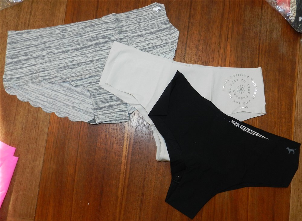Panty Set 3pr Cheeksters Hipsters Blk Beige Victorias Secret PINK sz Medium New