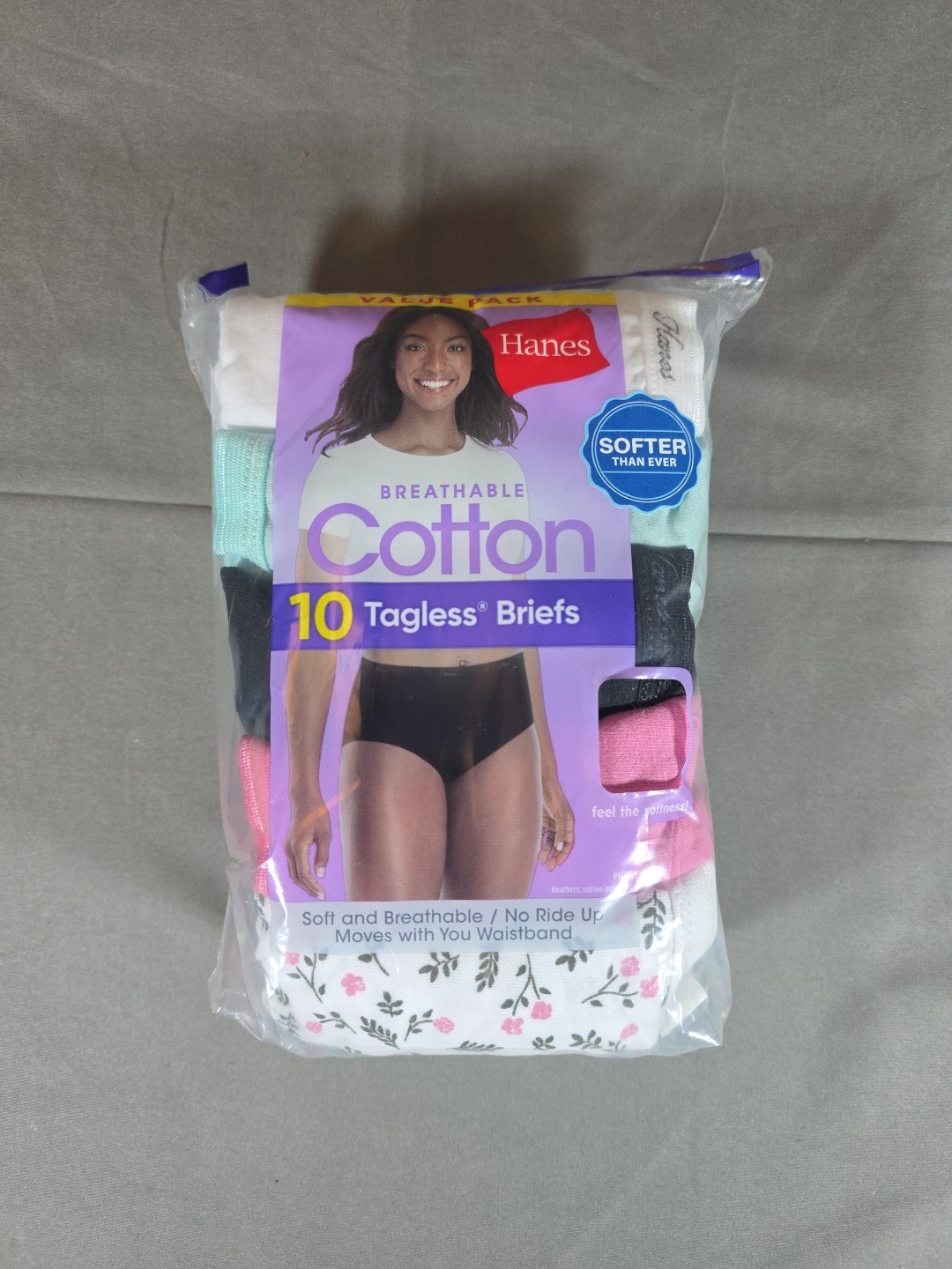 Hanes Women’s Cotton Tagless Briefs Size – 6 / M 10-PK New