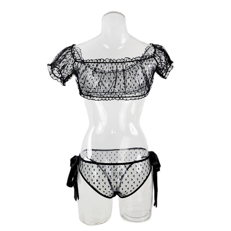Large size one shoulder strapless sexy lingerie lace pure desire perspective set