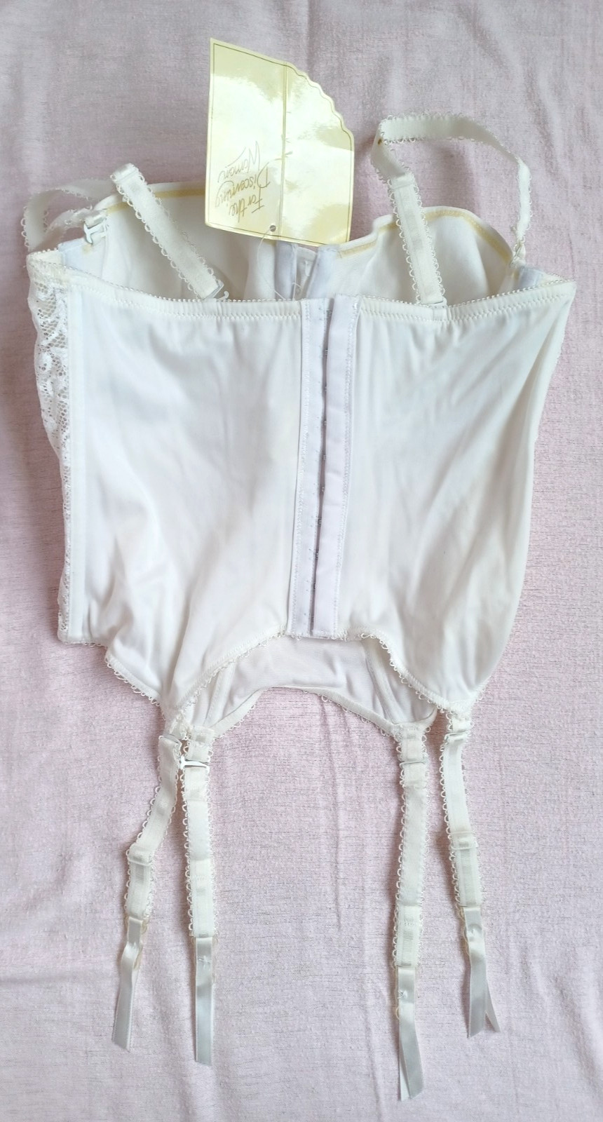 PANACHE Lingerie Beautiful Cream Smooth Satin Side Lace Suspender Basque Sze 34B