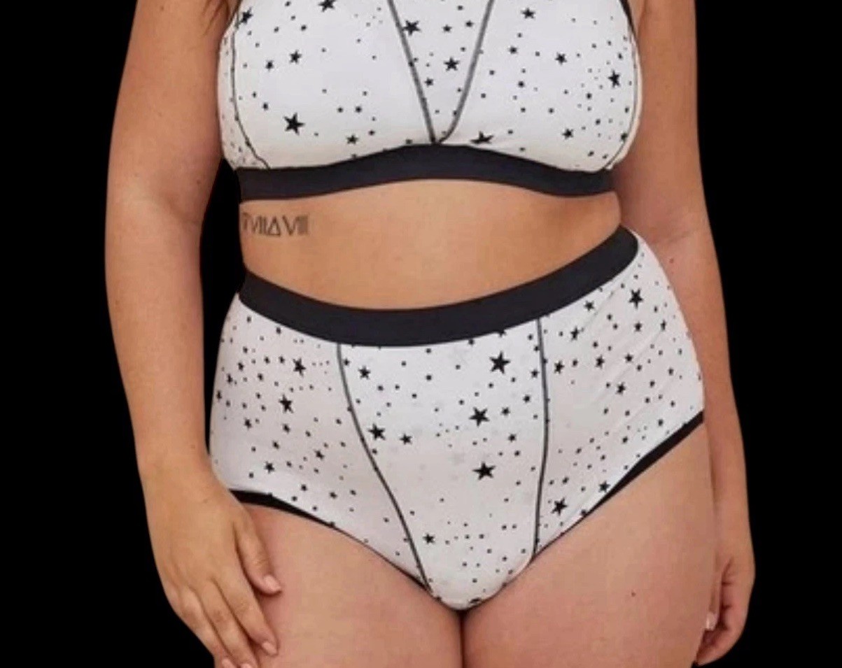 NEW Torrid White Black Stars High-Waist Brief Panty Plus Size 3 3X 22-24