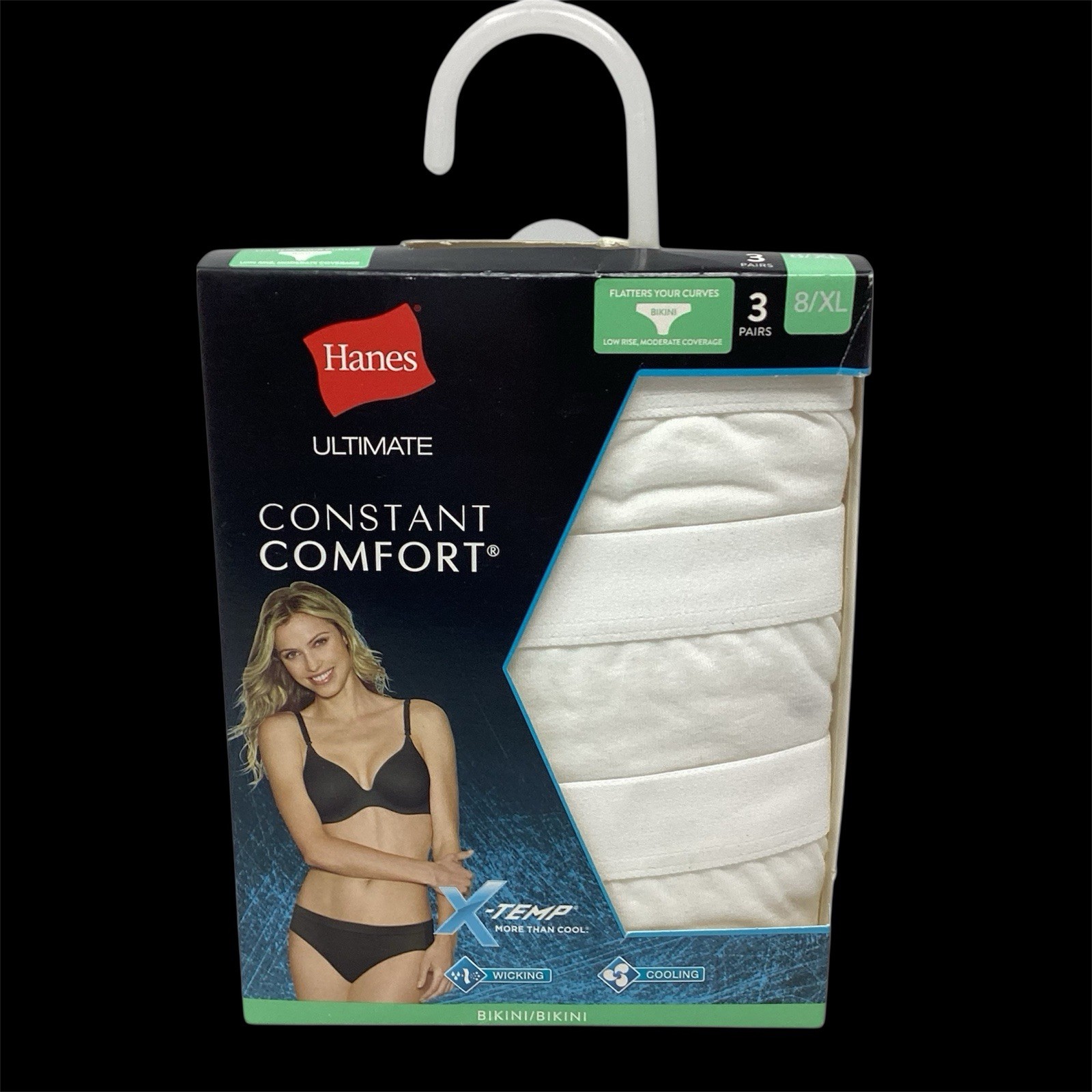 Hanes Bikini Panties Women’s 3-Pairs Size 8/XL White Ultimate 42XTB4 New