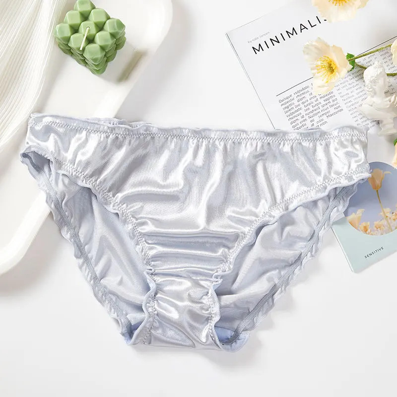 Satin Briefs Women’s Low Rise Seamless Solid Soft Silk Feel Comfortable Wear