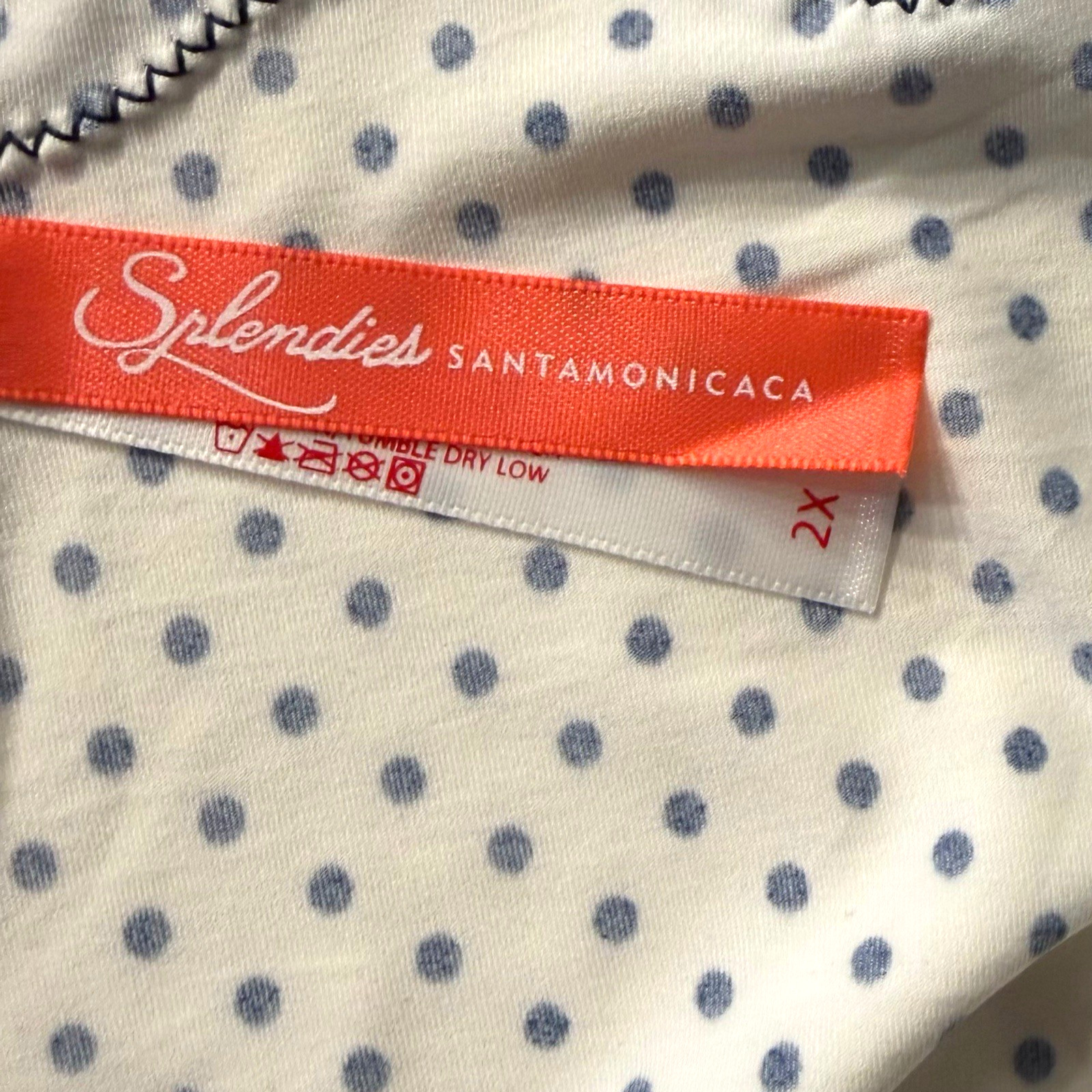 Splendies Cheeky Panties Size 2X Michelle White w/ Blue Polka Dot & Lace NWT
