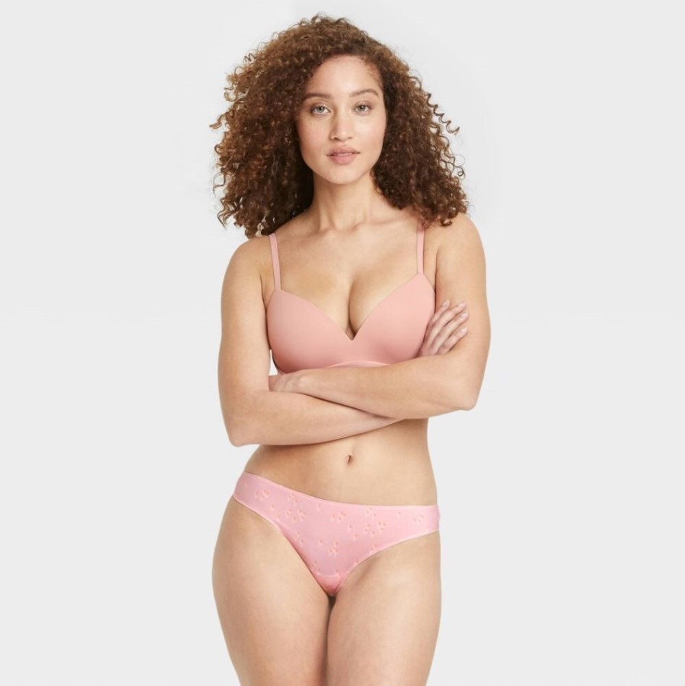 Auden 5pk Bonded Micro Thong Womens Medium Stretch Pink Floral