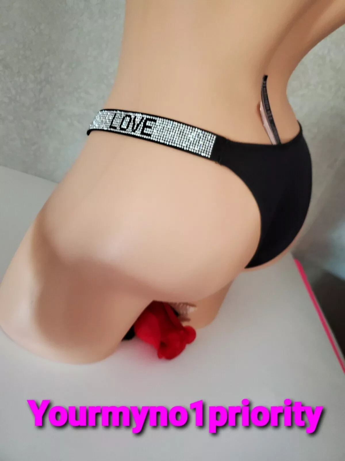 S-L Victoria’s Secret VERY SEXY Bombshell LOVE Rhinestone Strap Brazilian Panty