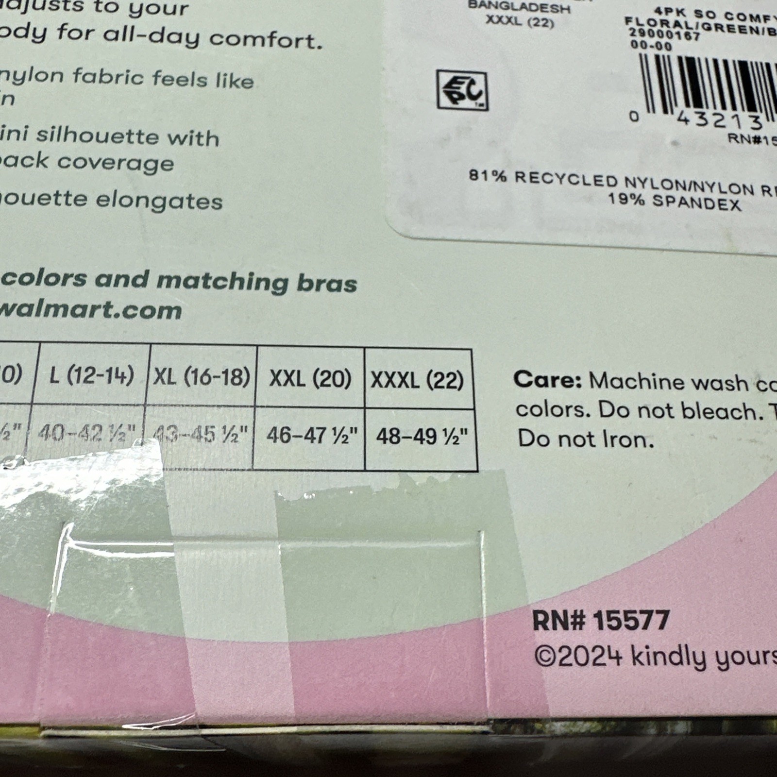 Kindly Yours So Comfy High Leg Underwear 4 Pack 3XL (22)Floral,Green,Blue,Black