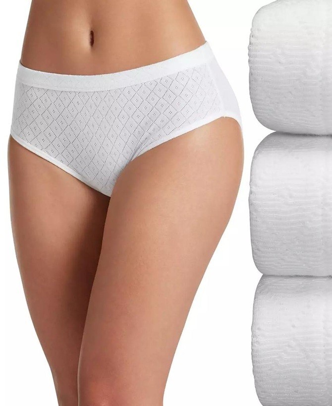 Jockey 3-Pack Elance 1540 Breathe 100% Cotton Hipster 9/2XL White NIP